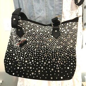 Fancy Black & Rhinestone Event Handbag = Wedding, Cruise, Party = PRS1